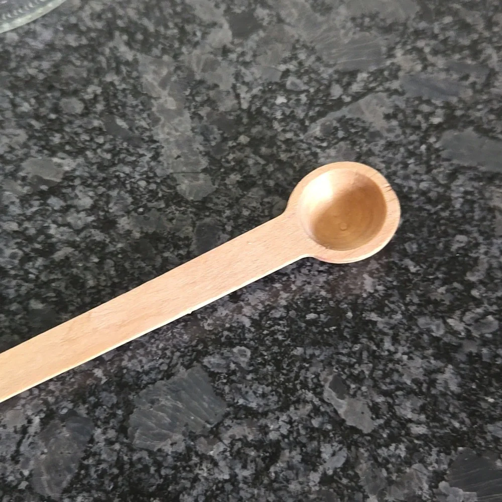 Target Brand Glass Bath Salt Jar with Wood Lid & attached Wooden Spoon